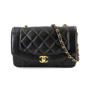 Chanel Diana Matelasse 22 Chain Shoulder Handbag, Lambskin, Black, A01164